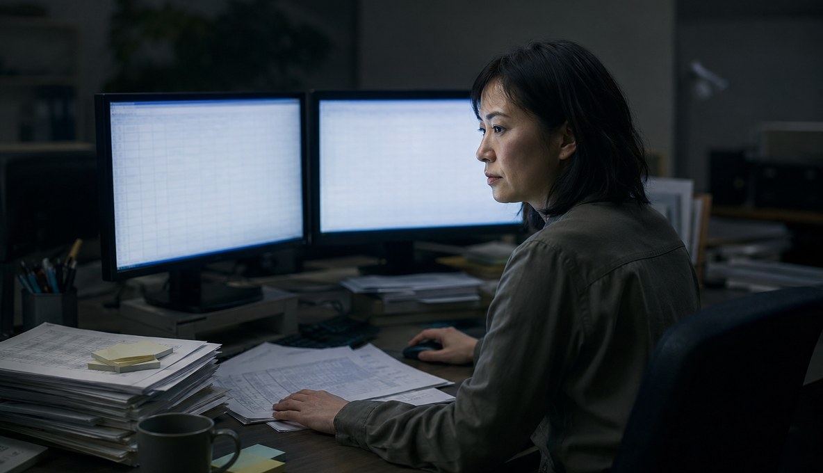 複数の管理画面とExcelを行き来しながら集計作業をする運用担当者